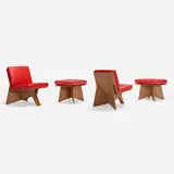 Prototype Elephant chairs, pair and ottomans, pair by Michael Boyd, 2011, mahogany, leather, sold Jun 2023