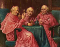 Sampling the wine by P. Monterra, oil on canvas, sold Sep 2014