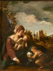The Virgin and Child with the infant St. John the Baptist by Bartolomeo Schedoni, oil on panel, sold Sep 2014