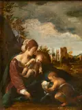 The Virgin and Child with the infant St. John the Baptist by Bartolomeo Schedoni, oil on panel, sold Sep 2014