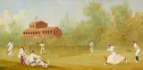 The tennis match by French School, oil on copper, sold Sep 2014
