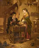The cobbler by Thomas Seel, oil on canvas, sold Sep 2014