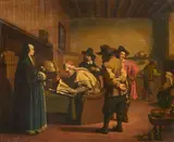 Figures in an interior by Jan Josef Horemans the Elder, oil on canvas, offered Sep 2014