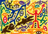 Jagd by A. R. Penck, 1991, Farbserigrafie auf Velin, sold Jan 2023