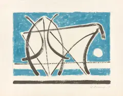 Ohne Titel by Heinrich Maria Davringhausen, 1957, Gouache und Bleistift auf dünnem Papier, sold Oct 2022