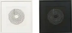 Kreisstörung Nr. 3 by Frieder Nake, 1965, 2 Papierarbeiten: jeweils Tusche auf Papier bzw. festem schwarzem Papier, sold May 2022
