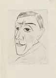 Bildnis des Schauspielers N.M. Zeretelli by Max Beckmann, 1924, Kaltnadel auf Japan, sold Aug 2021