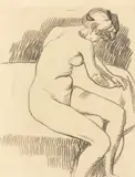 Sitzender Frauenakt by Christian Rohlfs, Um 1909, Kreide auf Velin, sold Aug 2022