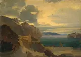 Italienische Küstenlandschaft by Deutsch, um 1840, Öl auf Papier, sold Nov 2014