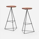 Stools, pair by Luther Conover, c. 1955, mahogany, enameled steel, sold Jun 2023