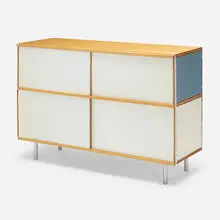ESU 200-C by Charles and Ray Eames, birch plywood, lacquered masonite, lacquered fiberglass, chrome-plated steel, enameled steel, birch, sold Jun 2023