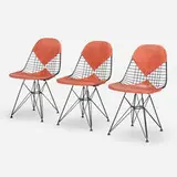 DKR-2s, set of three by Charles and Ray Eames, 1951 / 1953, enameled steel, vinyl, sold Jun 2023