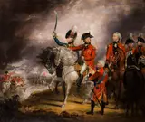 King George III and the Prince of Wales reviewing the 3rd (or The Prince of Wales') Regiment of Dragoon Guards and the 10th (or The Prince of Wales' Own) Regiment of (Light) Dragoons by William Beechey, c. 1797, oil on canvas, sold Jan 2015
