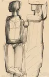 Zwei Figuren by Fritz Wotruba, 1951, Tuschfeder und Tusche auf Papier, sold Nov 2015