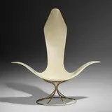Tulip chair, model 120-LF by Erwine & Estelle Laverne, 1959, molded and lacquered fiberglass, enameled steel, sold Jun 2023