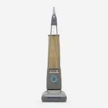 Magic Carpet vacuum cleaner, model S-2 by Raymond Loewy, 1950, enameled aluminum, rubber, aluminum, plastic, cloth, sold Jun 2023