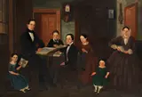 A family in an interior by English Provincial School, oil on canvas, offered Jan 2015