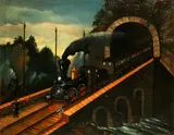 North American railroad by American School, oil on canvas, offered Jan 2015