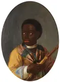 Portrait of a Negro Slave; and Portrait of a Negress by Dutch School, a pair, the former oil on panel and the latter oil on canvas laid down on panel, ovals, sold Jan 2015