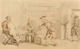 Visitors entering a library by Thomas Rowlandson, pencil, pen, ink and watercolour on wove paper, offered Jan 2015