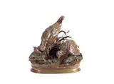 bronze model of two grouse with chicks by Jules Moigniez, bronze, sold Jan 2015