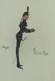 'The Scottish Trifles', a standing officer of the Cameronians (Scottish Rifles) by 'Snaffles' Charlie Johnson Payne, Ink, watercolour and bodycolour, sold Nov 2014