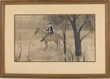 Man and Boy on Horseback by P. Buckley Moss, Watercolor, offered Feb 2026