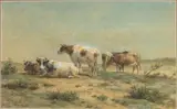 Cows by Willem Philippus Candel, Watercolor on Paper, sold Feb 2026