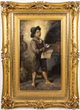 Boy Reading by François Xavier Bricard, Oil on Canvas, sold Feb 2026