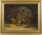 Asian Themed Still Life by Kirkham Leonard, Oil on Canvas, sold Feb 2026