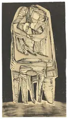 Ohne Titel (Gruppe) by Hans Uhlmann, 1947, Tuschpinsel und Aquarell auf genarbtem Papier, sold Oct 2018