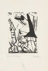 Masken by Lyonel Feininger, 1920, Holzschnitt auf dünnem Japanbütten, sold Aug 2026
