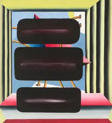 Technik V by Ulrich Knispel, 1968, Öl auf Leinwand, sold Nov 2021