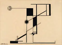 Ohne Titel by Peter Röhl, 1922, Gouache und Tuschfeder auf bräunlichem Papier, sold May 2011