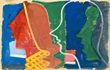 Profile nach links by Hermann Glöckner, 1956, Tempera auf Zeitungspapier, sold Nov 2011