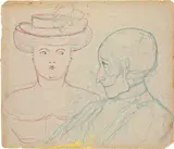 Jugend und Alter by Marianne von Werefkin, Um 1909, Farbtusche und Bleistift auf grauem Papier, sold Jun 2013