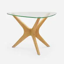 Occasional table by attribution Adrian Pearsall, c. 1965, bleached walnut, glass, sold Jun 2023