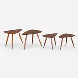 Occasional tables, set of four by Phillip Lloyd Powell, c. 1975, walnut, sold Jun 2023