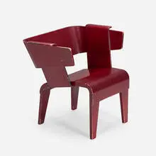 Danish chair by Gerrit Rietveld, c. 1946-1950, lacquered laminated wood, sold Jun 2023