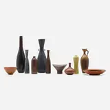 Collection of eleven vessels by Rörstrand, c. 1950, glazed stoneware, sold Jun 2023
