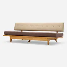Daybed by Richard Stein, 1947, upholstery, birch, birch plywood, sold Jun 2023