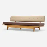 Daybed by Richard Stein, 1947, upholstery, birch, birch plywood, sold Jun 2023