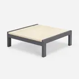 Low table by Hendrik Van Keppel and Taylor Green, c. 1955, enameled steel, travertine, sold Jun 2023