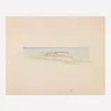 Architectural drawing for the T. A. Pappas House, St. Louis by Frank Lloyd Wright, c. 1955, pencil and colored pencil on paper, sold Jun 2023
