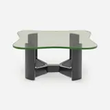 Occasional table by Modern, c. 1940, lacquered wood, glass, sold Jun 2023