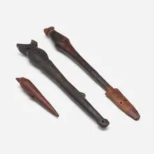 Whistles, set of three by West African, carved and stained wood, sold Jun 2023