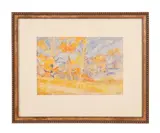 untitled landscape by Carl Martin Raschen, watercolor on paper, sold Jan 2024