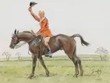 Jim Pigg by 'Snaffles' Charlie Johnson Payne, Pencil, ink and watercolour, offered Nov 2014
