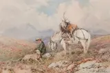 Ghillie, Garron and Deerhound by William Woodhouse, watercolour, offered Nov 2014