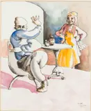 Café Scene by Anthony Palliser, 1995, Watercolor and Ink on Paper, offered Jun 2026